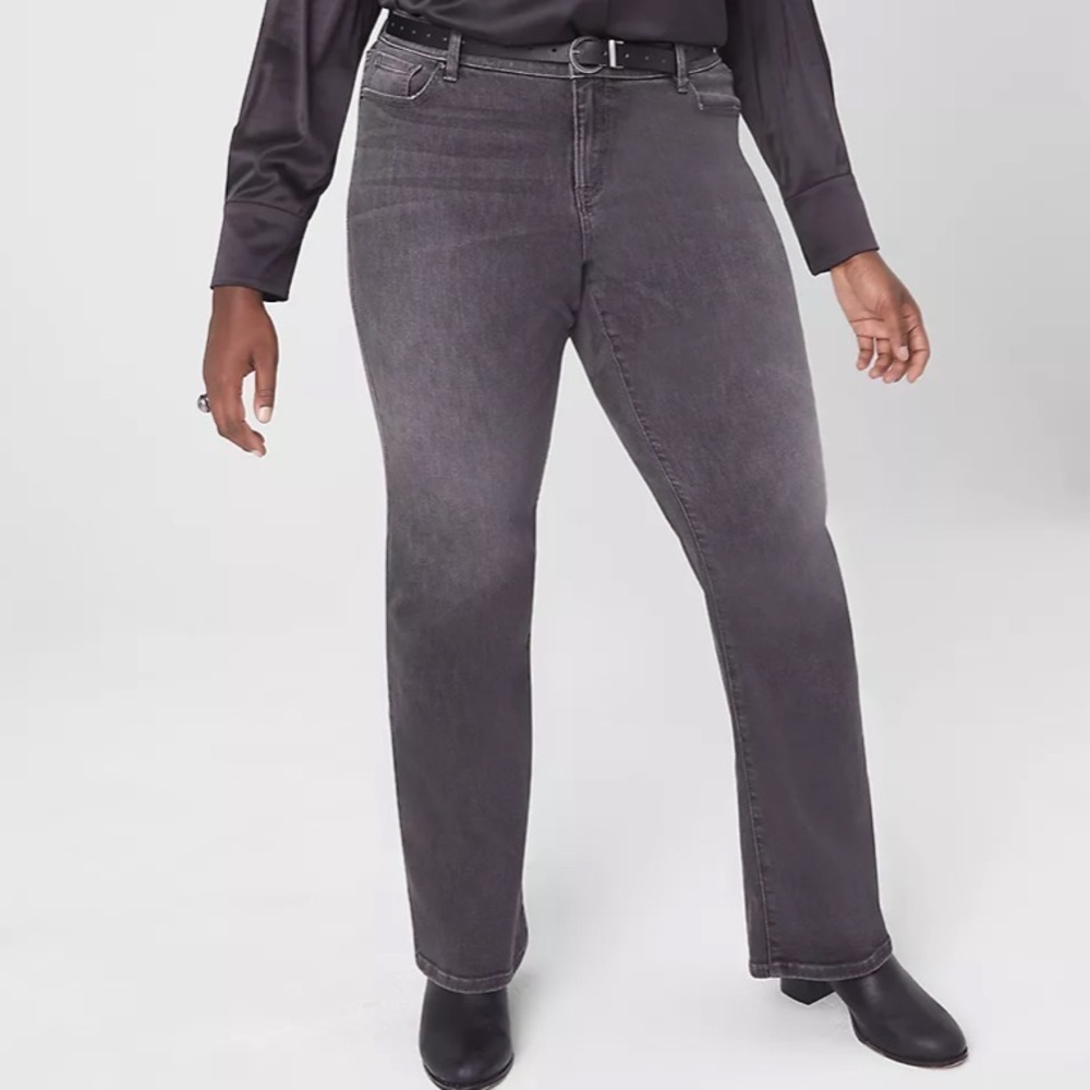 Lane Bryant Gray Mid-Rise Flex Magic Waistband Signature Fit Boot Jeans Size 18